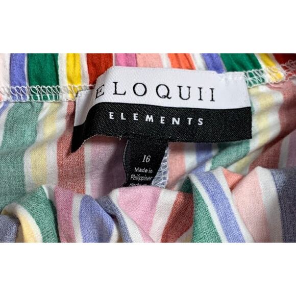 Eloquii Dress Striped Off the Shoulder Rainbow Mini Size 16 - Picture 7 of 12